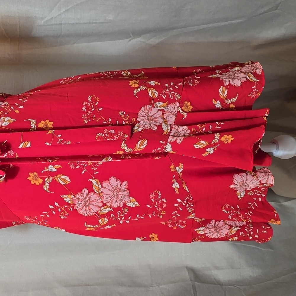 BB Dakota Hyper Bloom Printed Mini Dress In Scooter Red - Picture 4 of 11